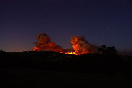 The glow from the hills was obvious in the valley